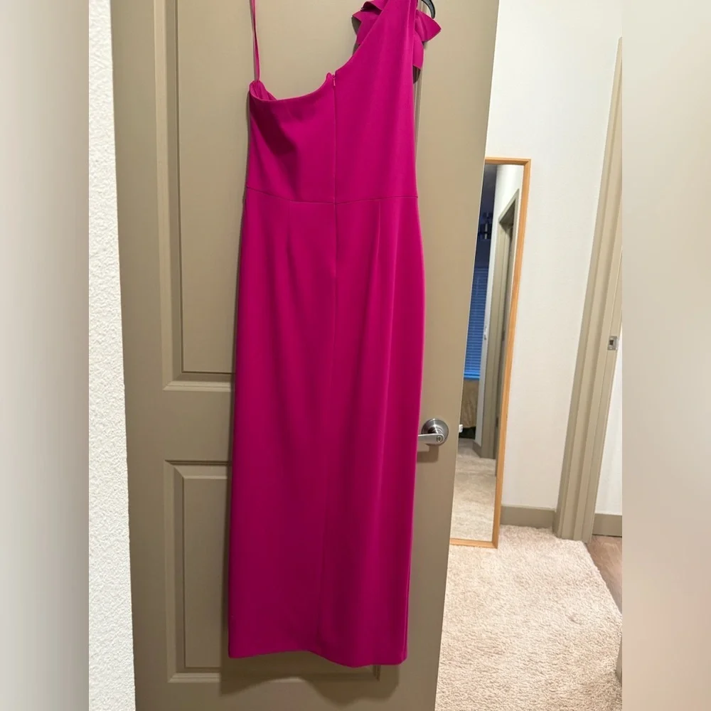 Xscape Pink One Shoulder Gown Asymmetrical Sleeveless - Picture 6 of 7